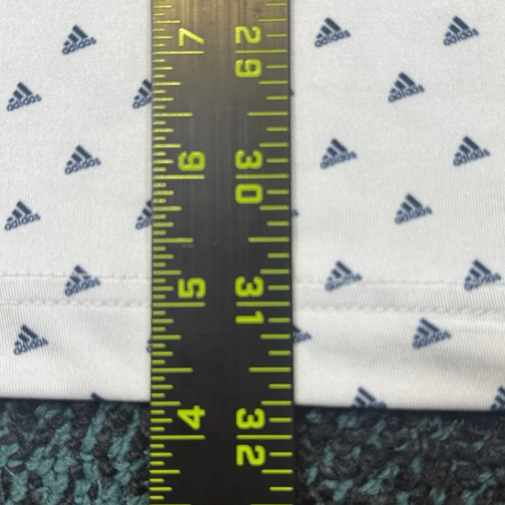 Adidas Golf Polo Men 2XL White All Over Logo Stretch Spandex Performance Athletc